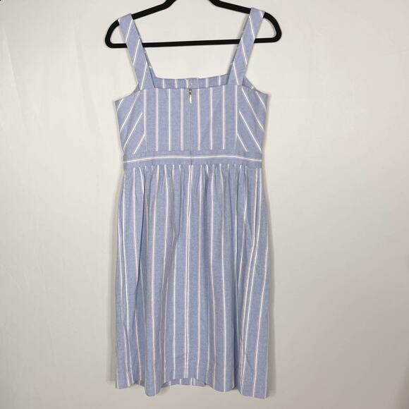 Draper James 6 Blue White Striped Shift Dress Button Front Square Neck Cotton - Picture 2 of 11